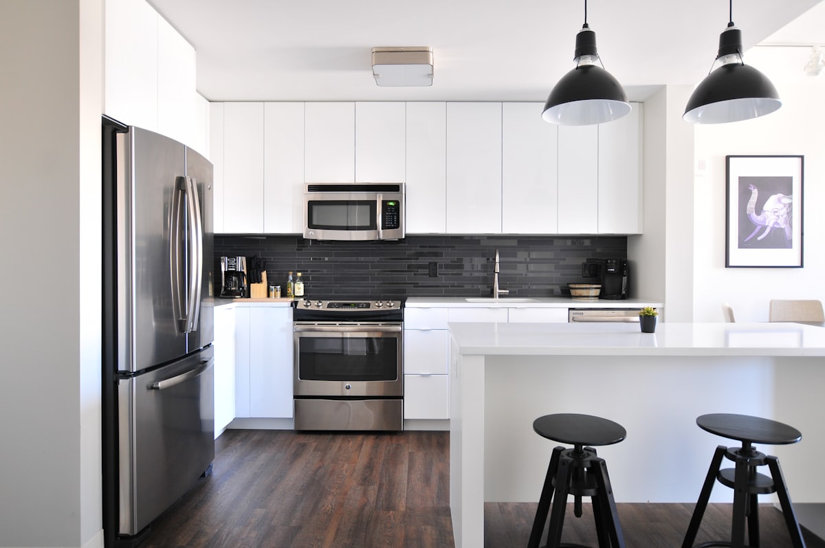 Bright staged kitchen with modern finishes